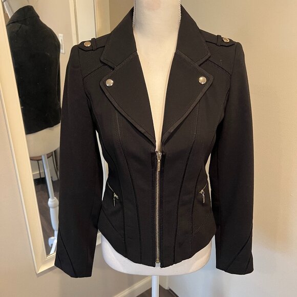 White House Black Market Jackets & Blazers - White House Black Market Black Half Zip Front Tailored Blazer/Jacket, Size 2